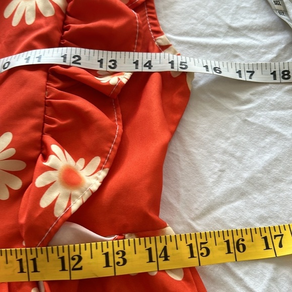 Daisy Ruffle Orange/Yellow Baby Doll Midi Sz S - Picture 8 of 12